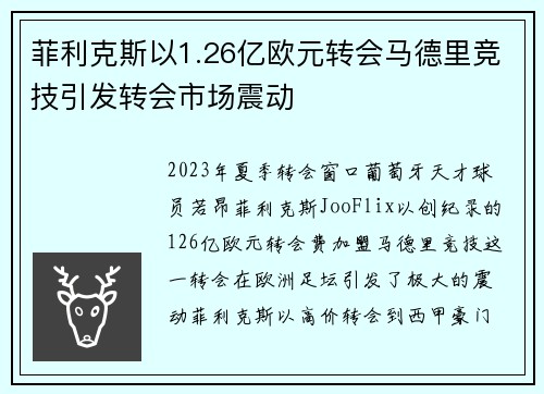 菲利克斯以1.26亿欧元转会马德里竞技引发转会市场震动